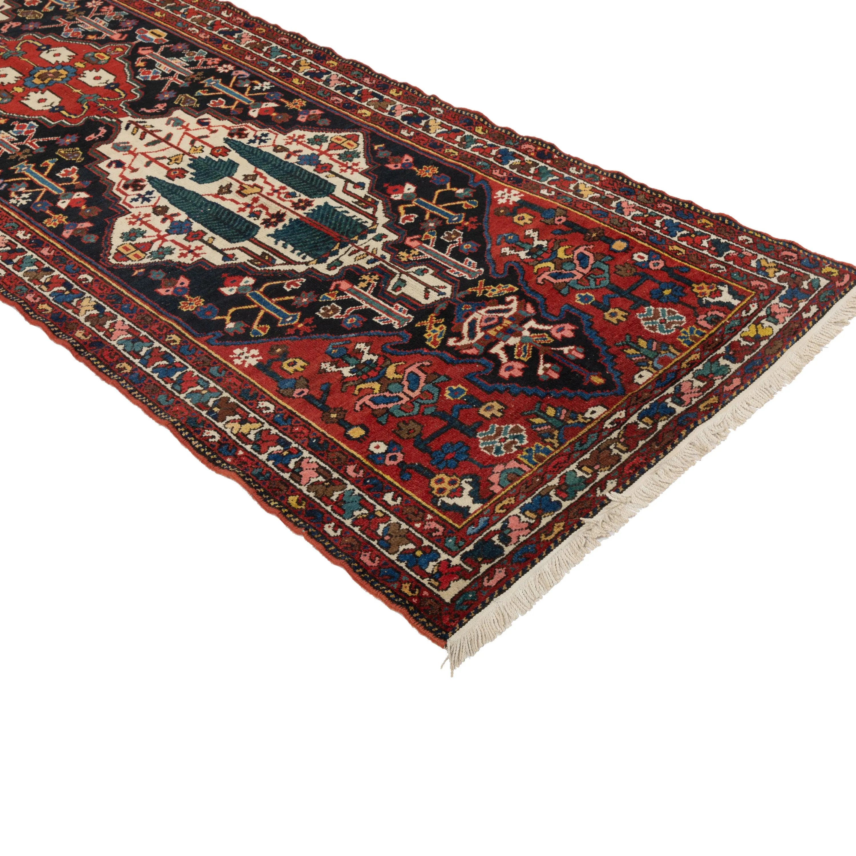 Red Overdyed Traditional Wool Persian Runner - 3'7" x 11'10"