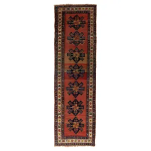 Red Traditional Wool Runner - 3'7" x 13'7"