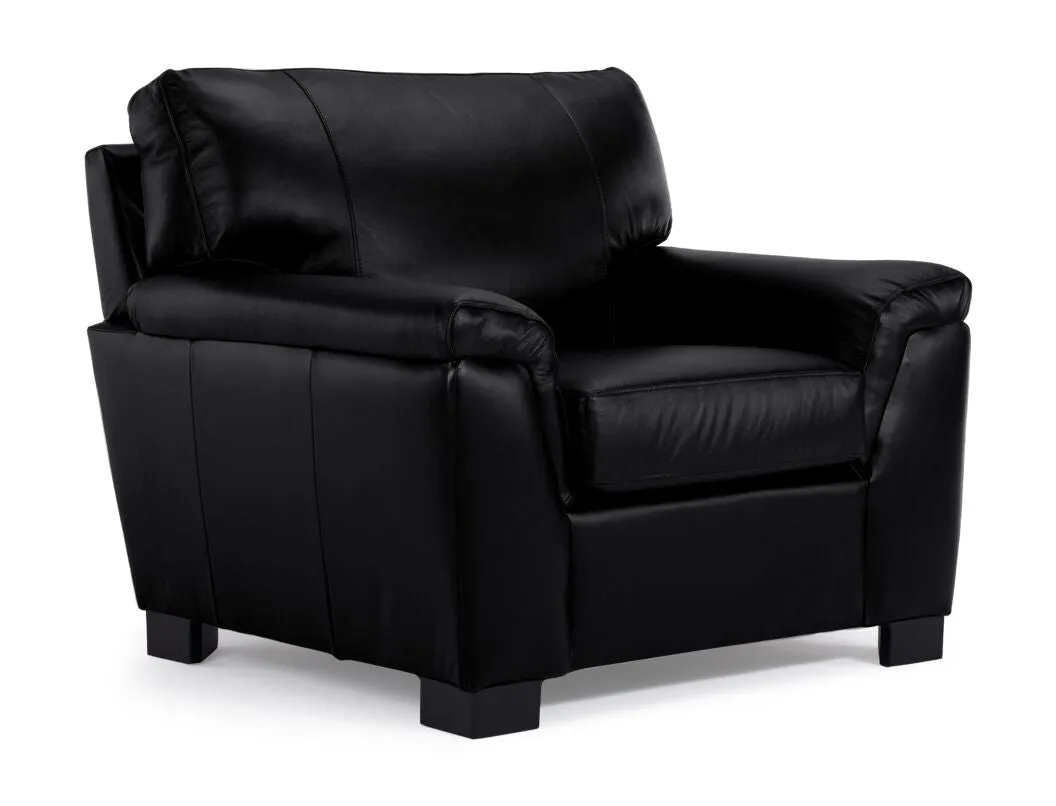 Reynolds Leather Sofa, Loveseat and Chair Set - Black