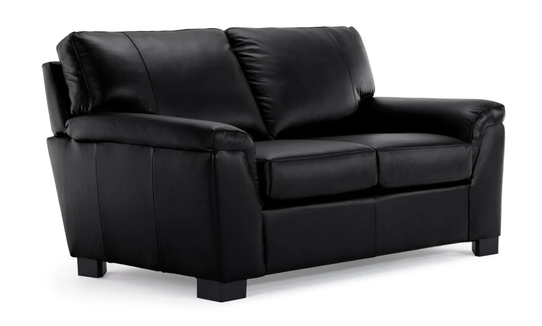 Reynolds Leather Sofa, Loveseat and Chair Set - Black