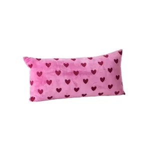 Rice DK Velvet Rectangular Pillow in Purple with Maroon Hearts - Medium Purple and Maroon