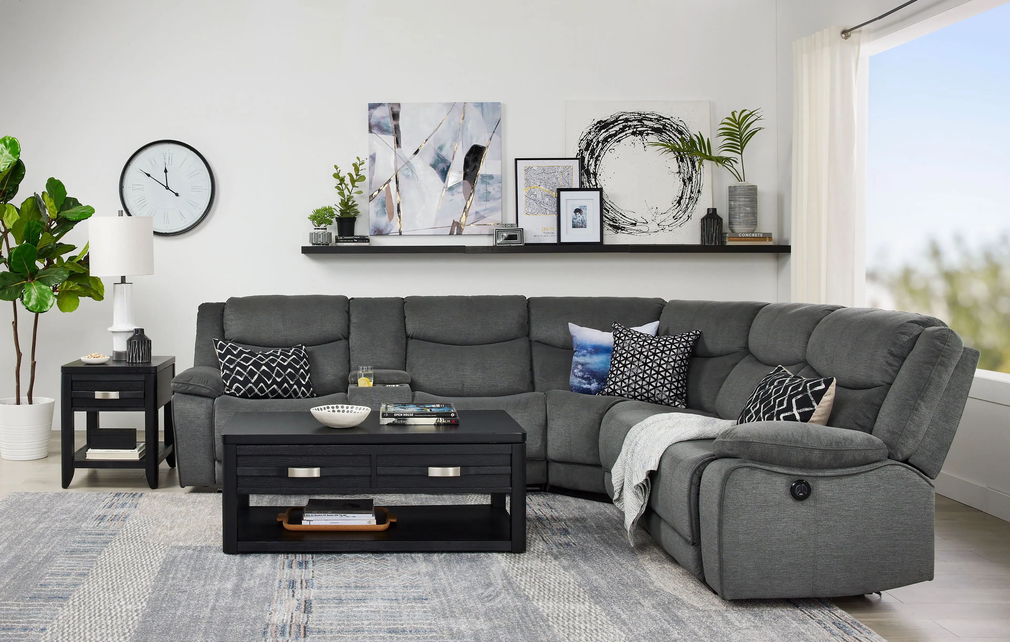 Saxon 3-Piece Power Reclining Sectional - Dynamite Charcoal