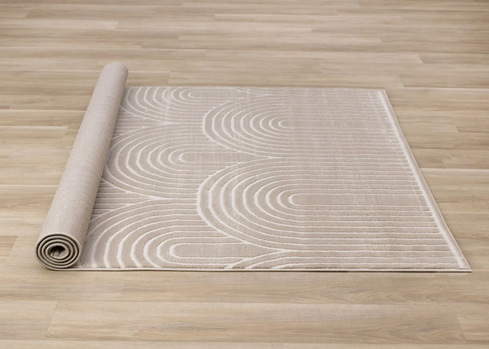 Sculpted Dunes 7'10" x 10'6" Modern Geometric Arches Pattern Area Rug - Cream, Beige