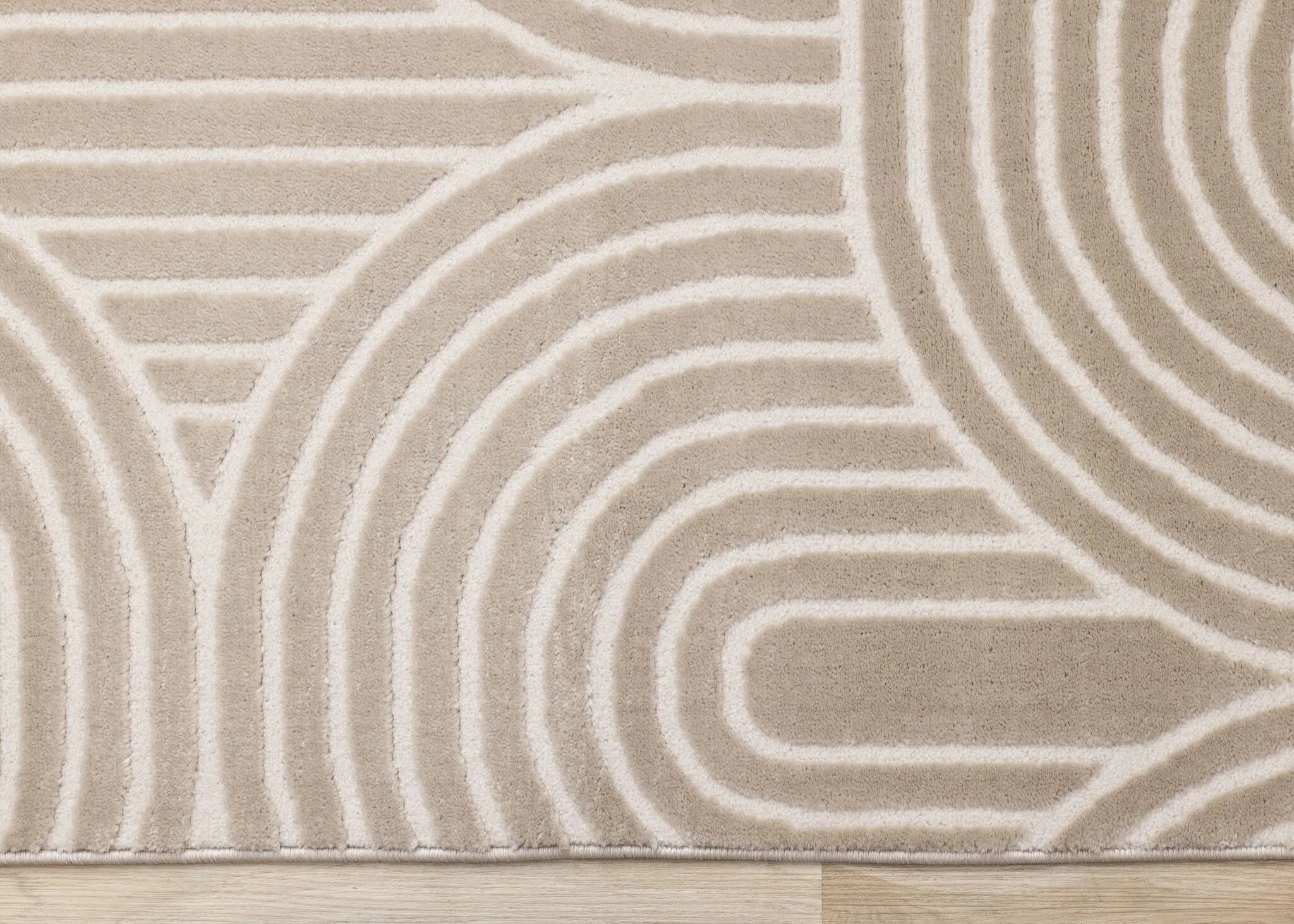 Sculpted Dunes 7'10" x 10'6" Modern Geometric Arches Pattern Area Rug - Cream, Beige