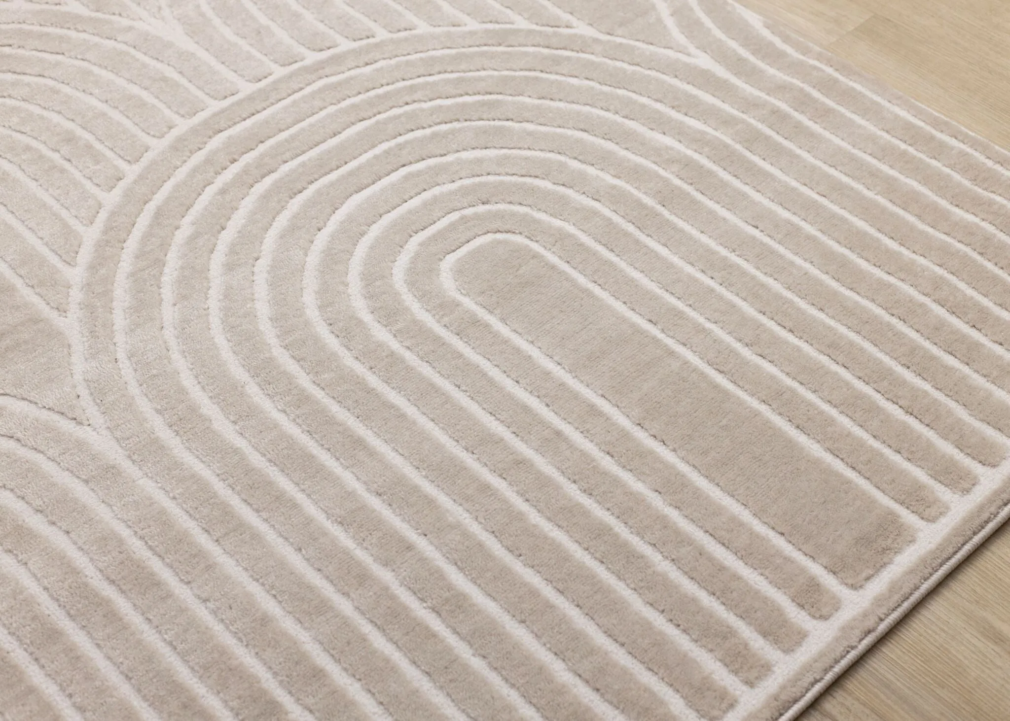 Sculpted Dunes 7'10" x 10'6" Modern Geometric Arches Pattern Area Rug - Cream, Beige