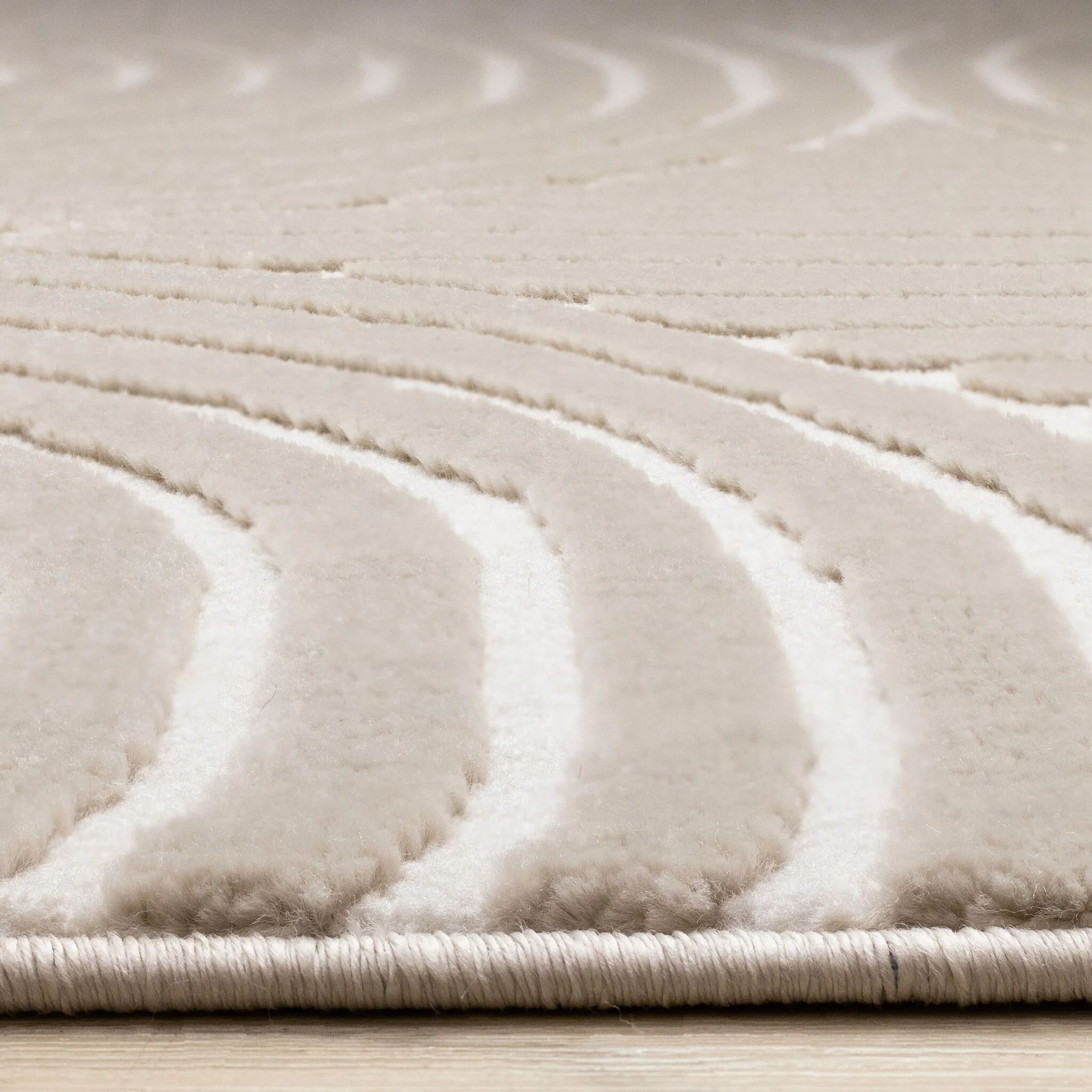 Sculpted Dunes 7'10" x 10'6" Modern Geometric Arches Pattern Area Rug - Cream, Beige