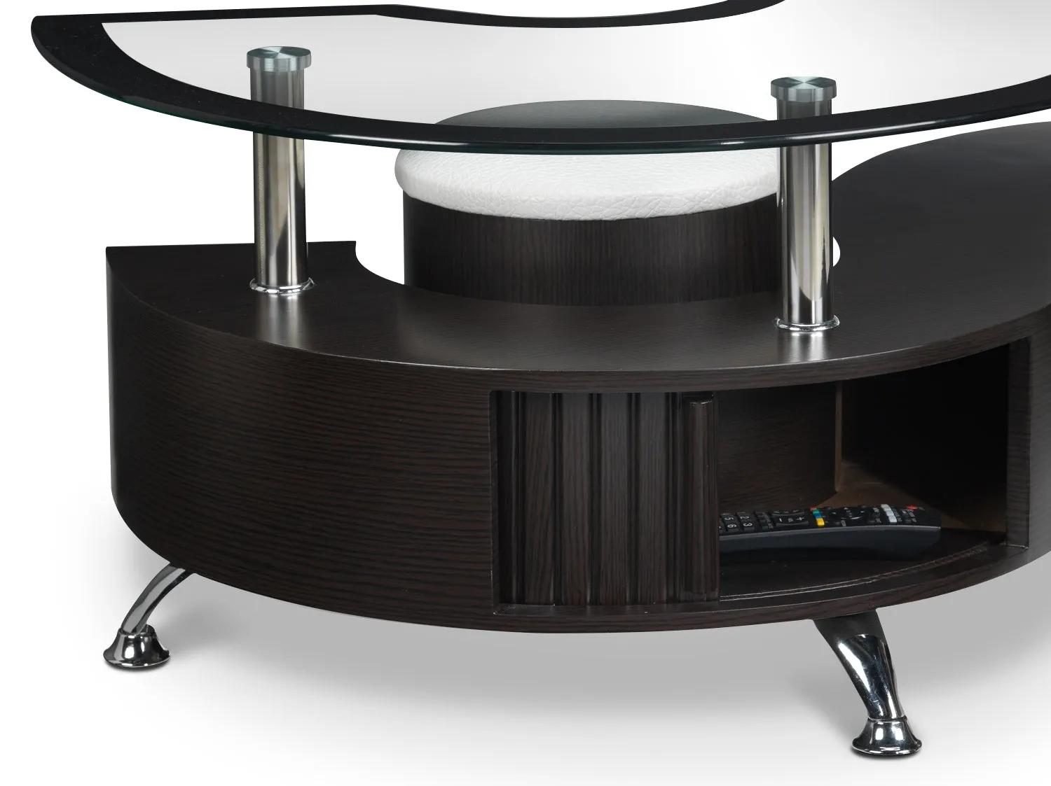 Serpentine 51.5" Coffee Table with Two Ottomans - Espresso