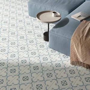 Sirocco Blue Ornate Pattern Porcelain Tile 22x22cm Matte
