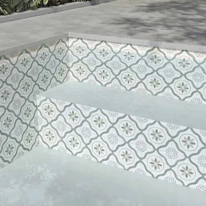 Sirocco Green Petals Pattern Porcelain Tile 22x22cm Matt