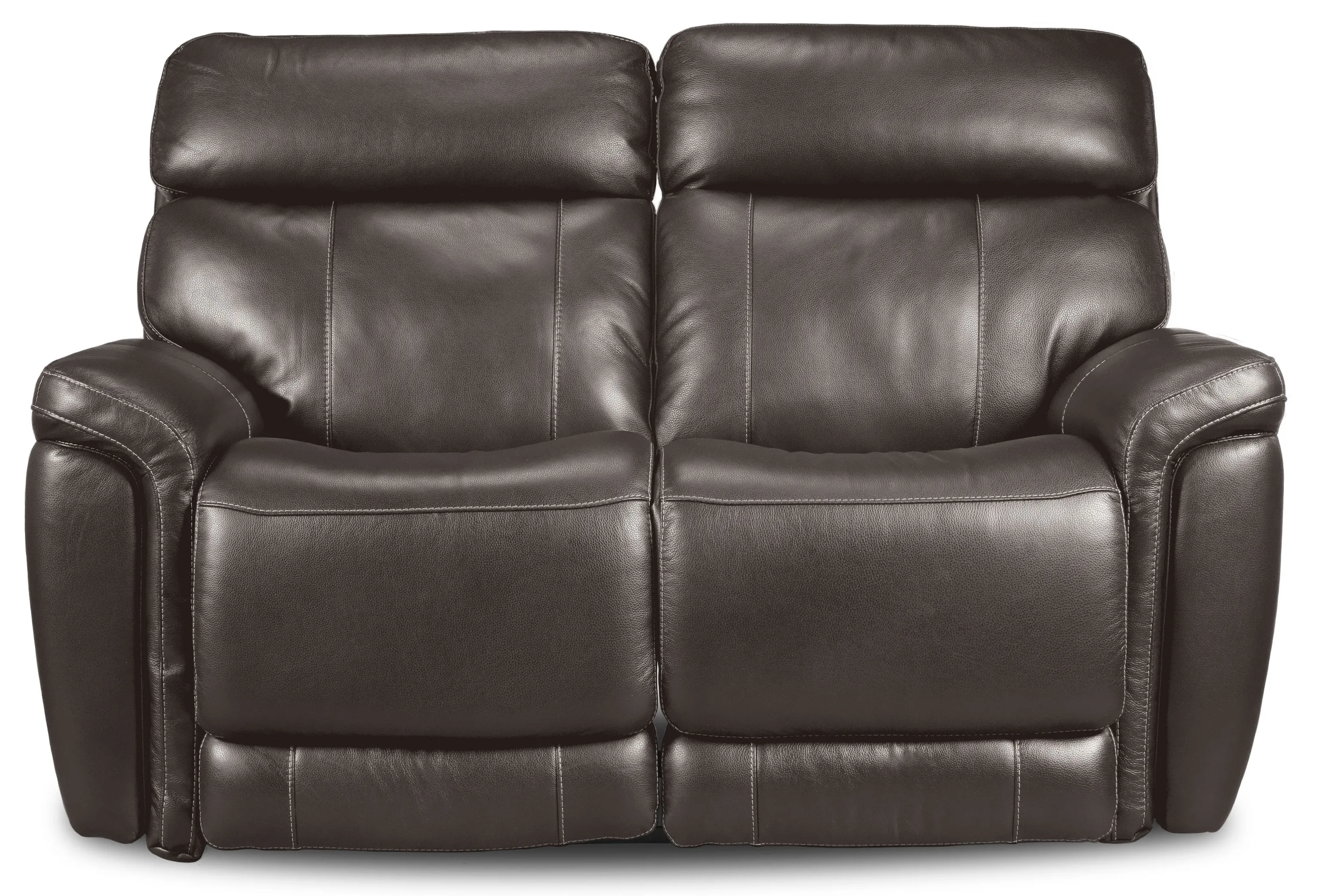 Stallion Leather Dual Power Reclining Loveseat - Dark Grey