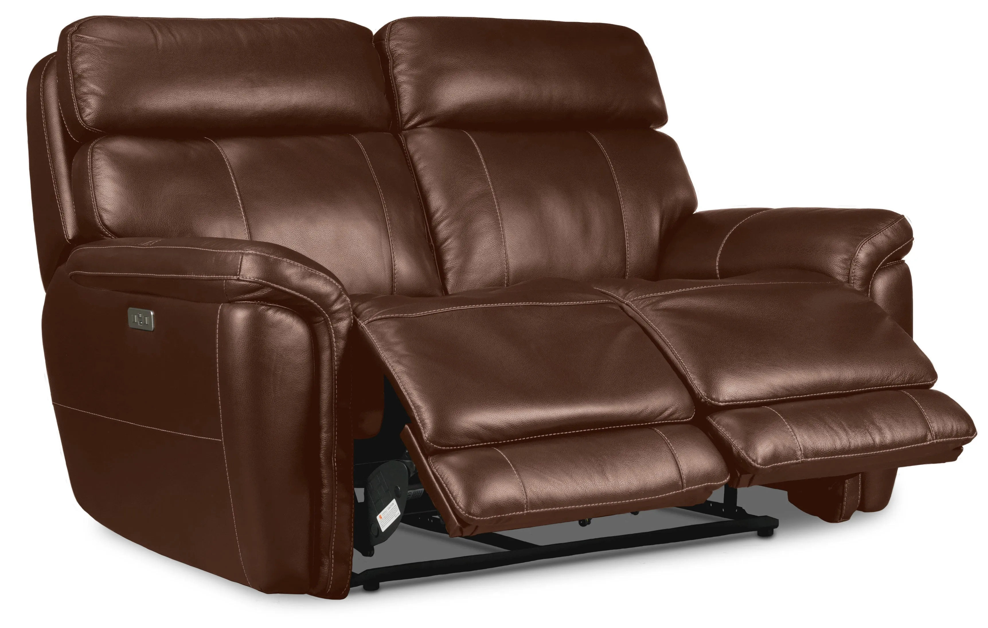 Stallion Leather Dual Power Reclining Sofa, Loveseat and Chair Set - Chestnut