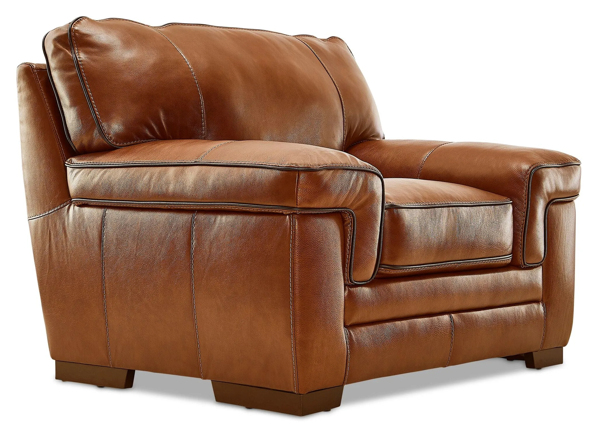 Stampede Leather Sofa and Chair Set - Chestnut