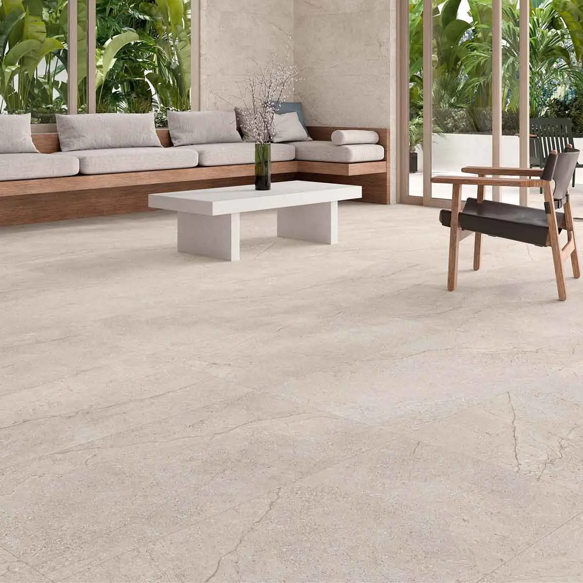Summary Beige Stone Effect Porcelain Tile 100x100cm Matt