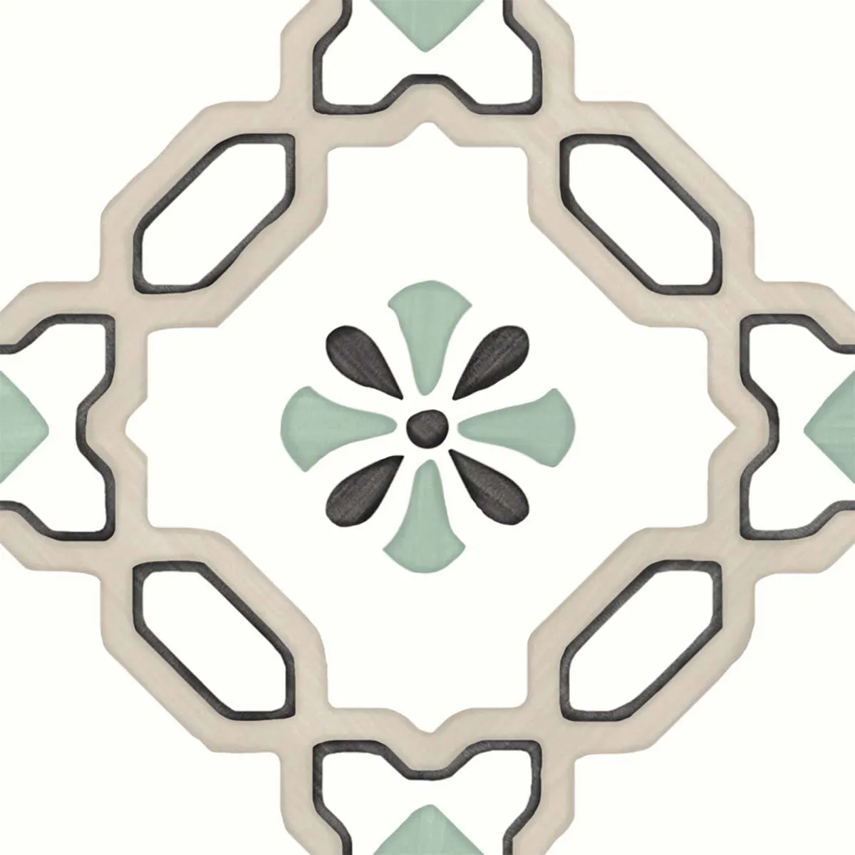 Tanger Sand Lilly Pattern Porcelain Tile 12x12cm Natural Matt