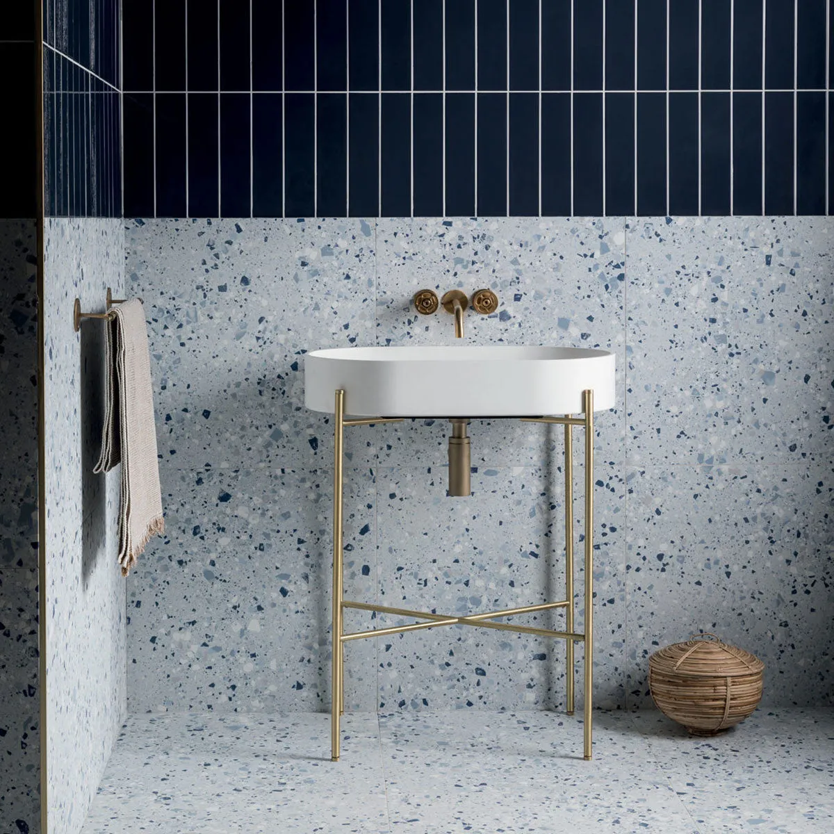 Terrazzo Lusso Blue Full-Bodied Porcelain Tile 60x60cm Matt