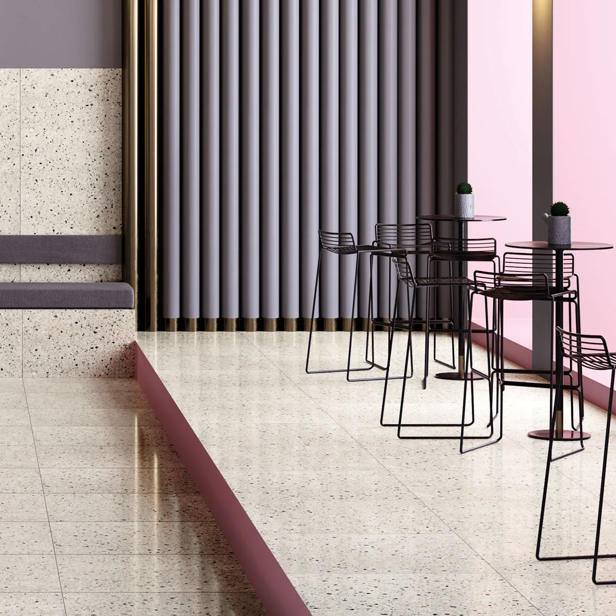 Terrazzo Lux Pink Full-Bodied Porcelain Tile 60x60cm Matt