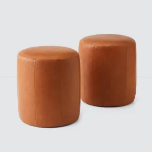 Torres Round Leather Ottoman - Small The Citizenry