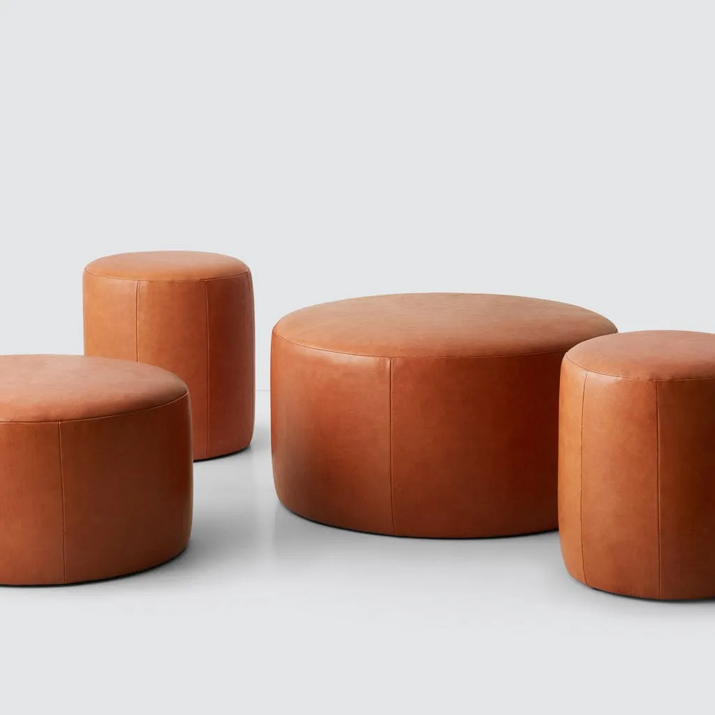 Torres Round Leather Ottoman - Small The Citizenry