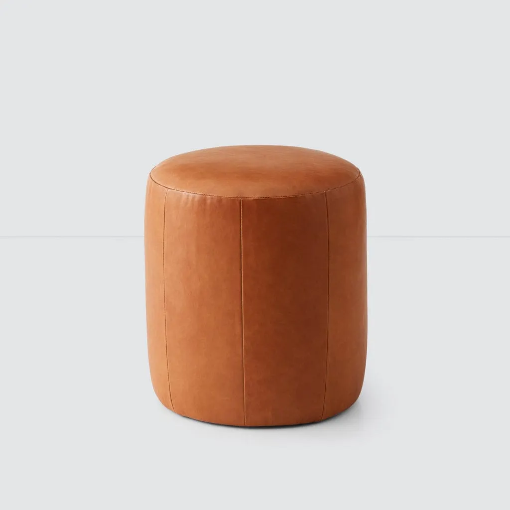 Torres Round Leather Ottoman - Small The Citizenry