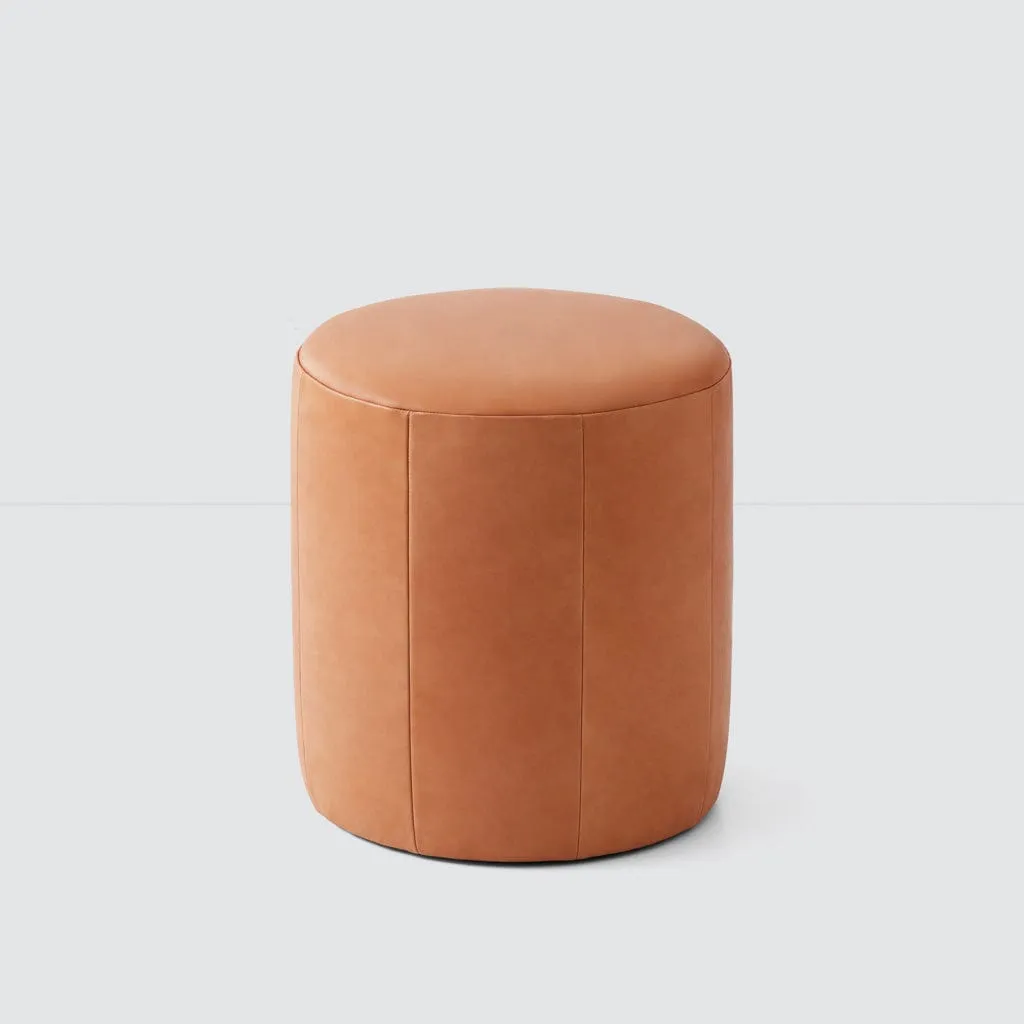 Torres Round Leather Ottoman - Small The Citizenry