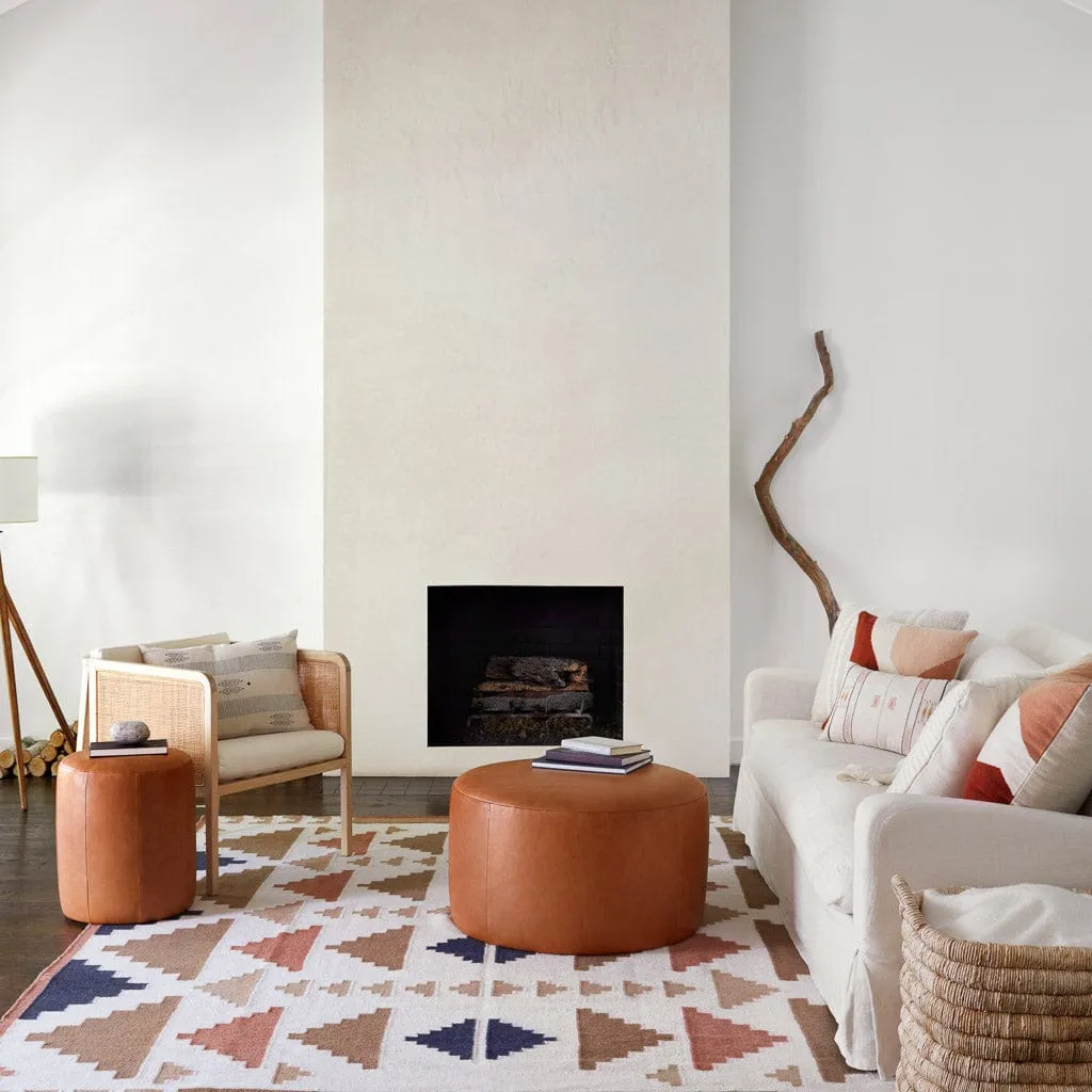 Torres Round Leather Ottoman - Small The Citizenry