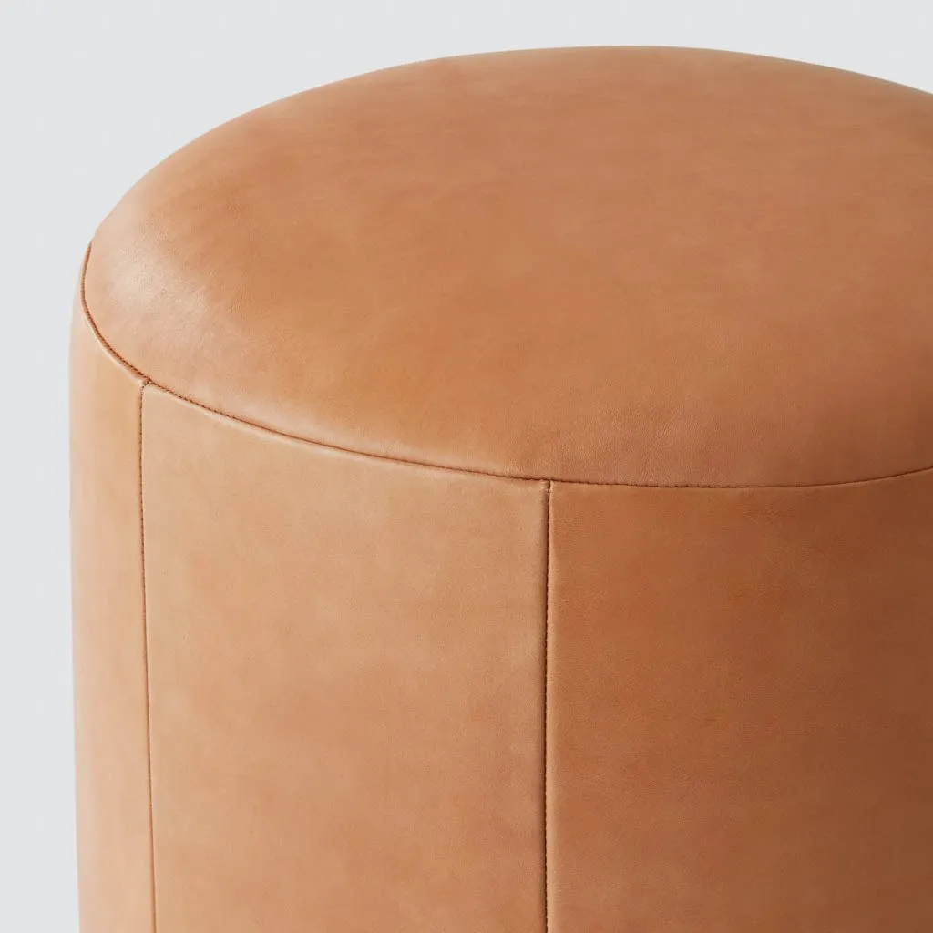Torres Round Leather Ottoman - Small The Citizenry