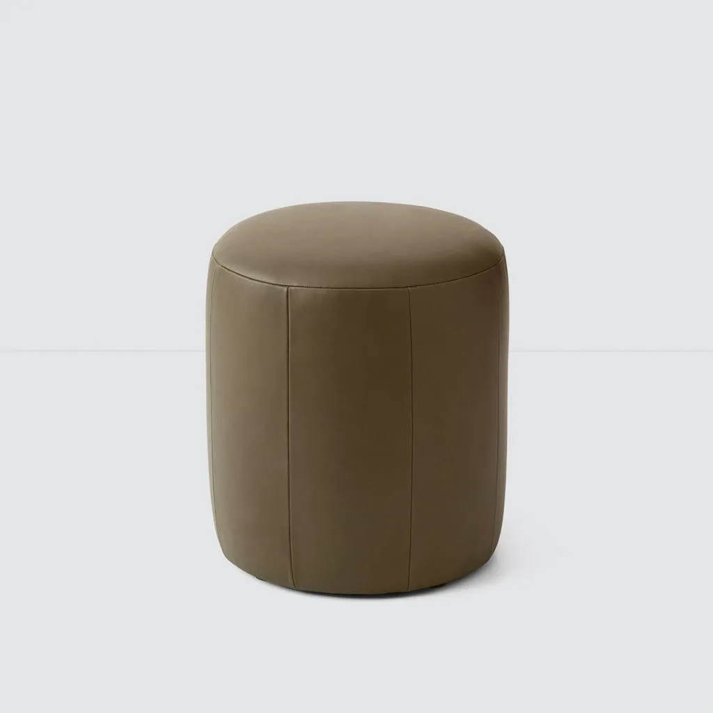 Torres Round Leather Ottoman - Small The Citizenry