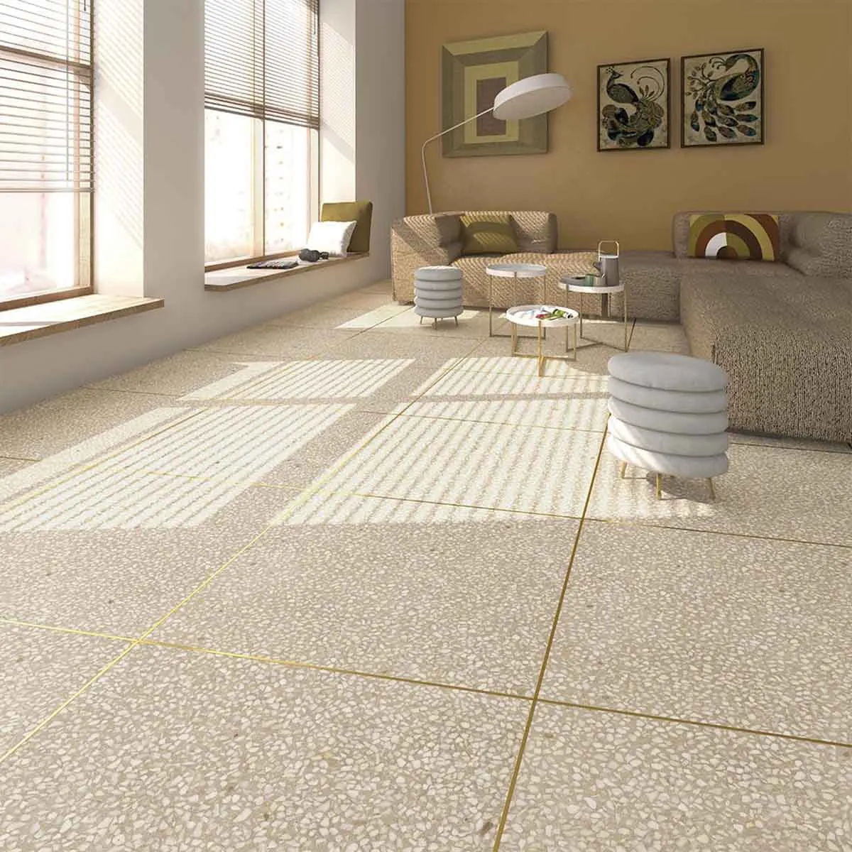 Vives Portofino-SPR Crema Terrazzo Effect Porcelain Tile 59x59cm Semi-Polished